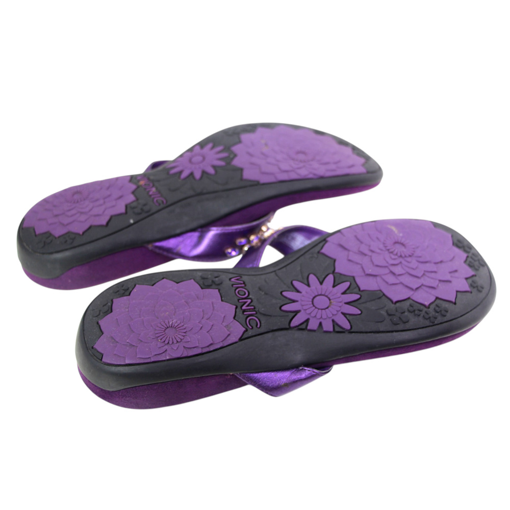 Vionic PURPLE FAUX LEATHER FLIP FLOP SANDALS MULES SHOES Size 9 US/40 EU - Picture 7 of 11